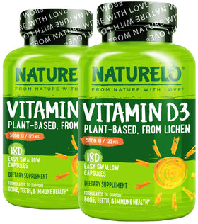NATURELO Vitamine D3 5000 IU 180 capsules, vue de face