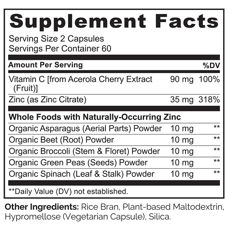 NATURELO Zinc Végétal 120 Capsules avec étiquette