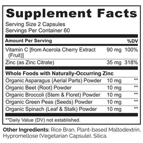 NATURELO Zinc Végétal 120 Capsules avec étiquette