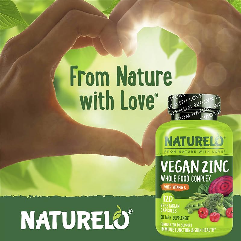 NATURELO Zinc Végétal 120 Capsules sur une table en bois