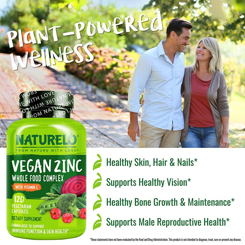 NATURELO Zinc Végétal 120 Capsules vue de côté