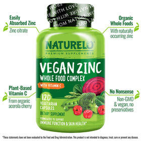 NATURELO Zinc Végétal capsules avec étiquette
