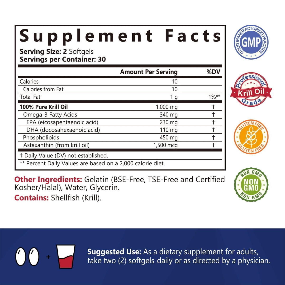 NatureMyst Huile de Krill 1000 mg Softgels, arrière vue