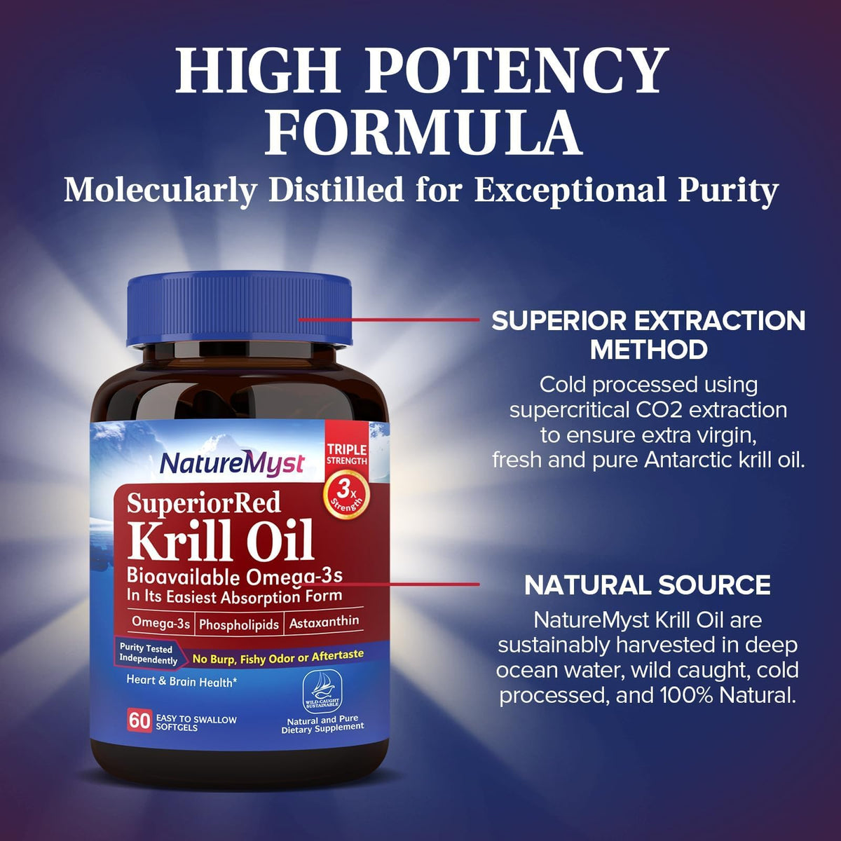 NatureMyst Huile de Krill 1000 mg Softgels, emballage