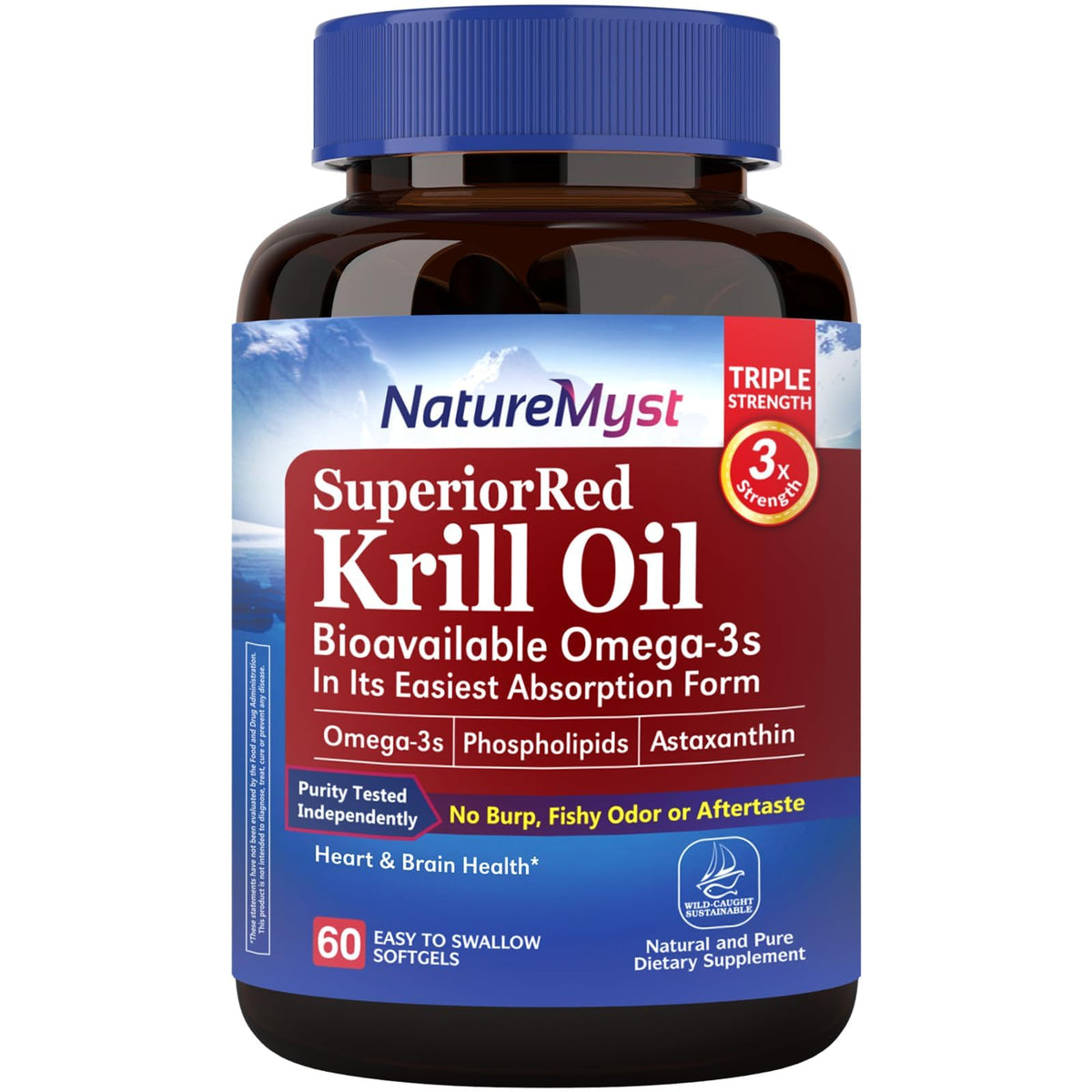 NatureMyst Huile de Krill 1000mg gélules devant l'emballage