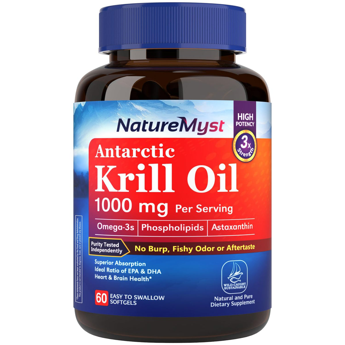 NatureMyst Huile de Krill 1000mg gélules molles vue de face