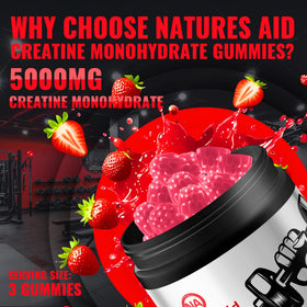 Natures Aid Gummy Créatine Monohydrate 5g gummies dans une main