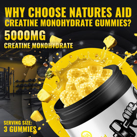 Natures Aid Gummy de Créatine Monohydrate 5g - gummies sur fond blanc