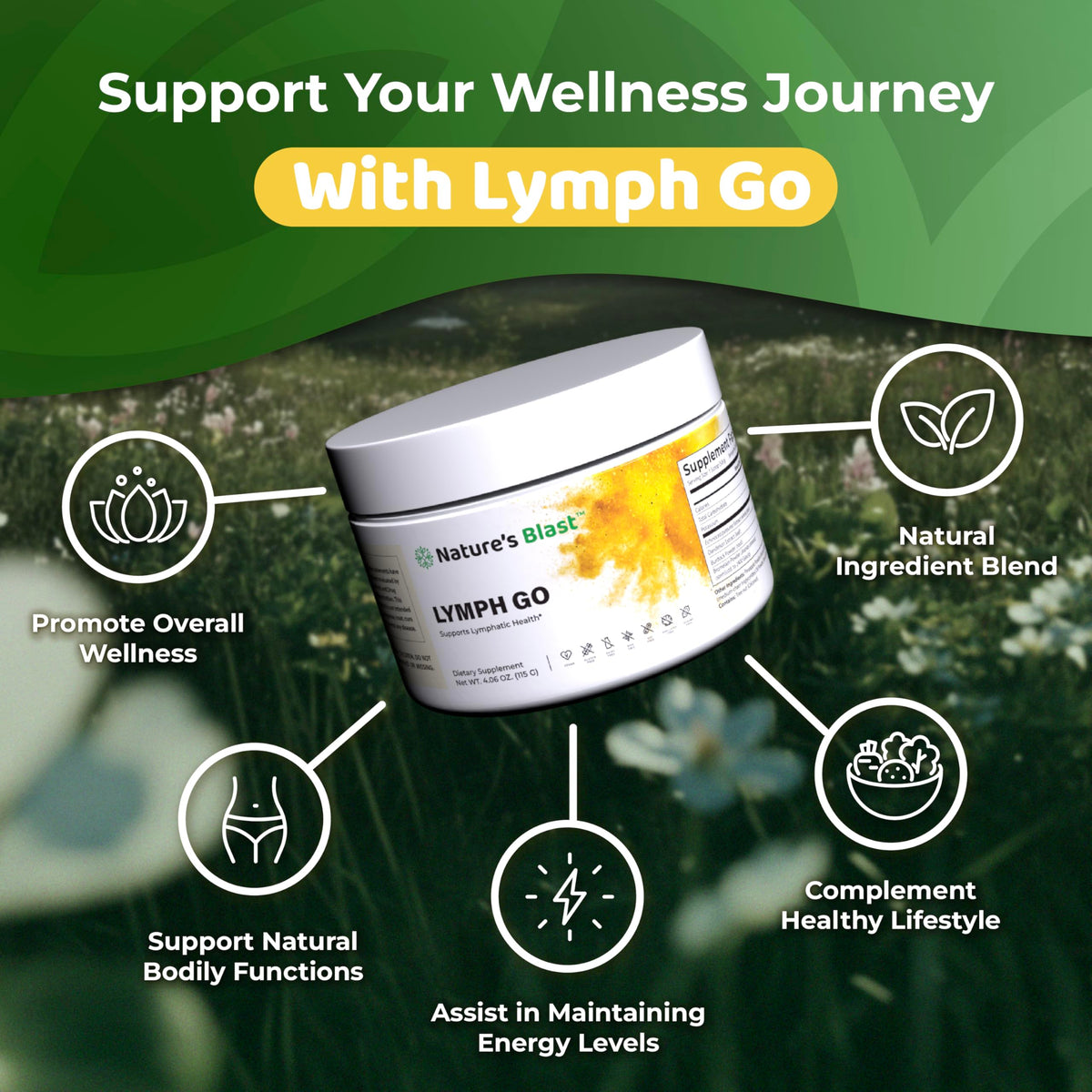NATURES BLAST Lymph Go complément alimentaire 281g étiquette