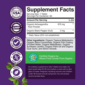 Natures Craft Ashwagandha Bio comprimés ouverts