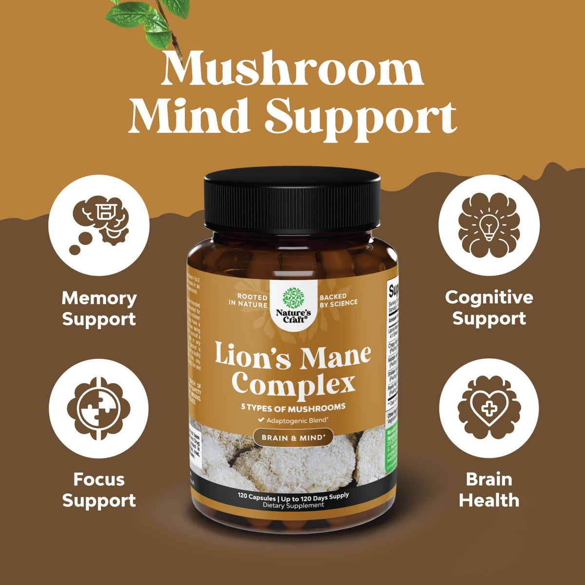 Natures Craft Champignon Lion's Mane 120 Capsules emballage