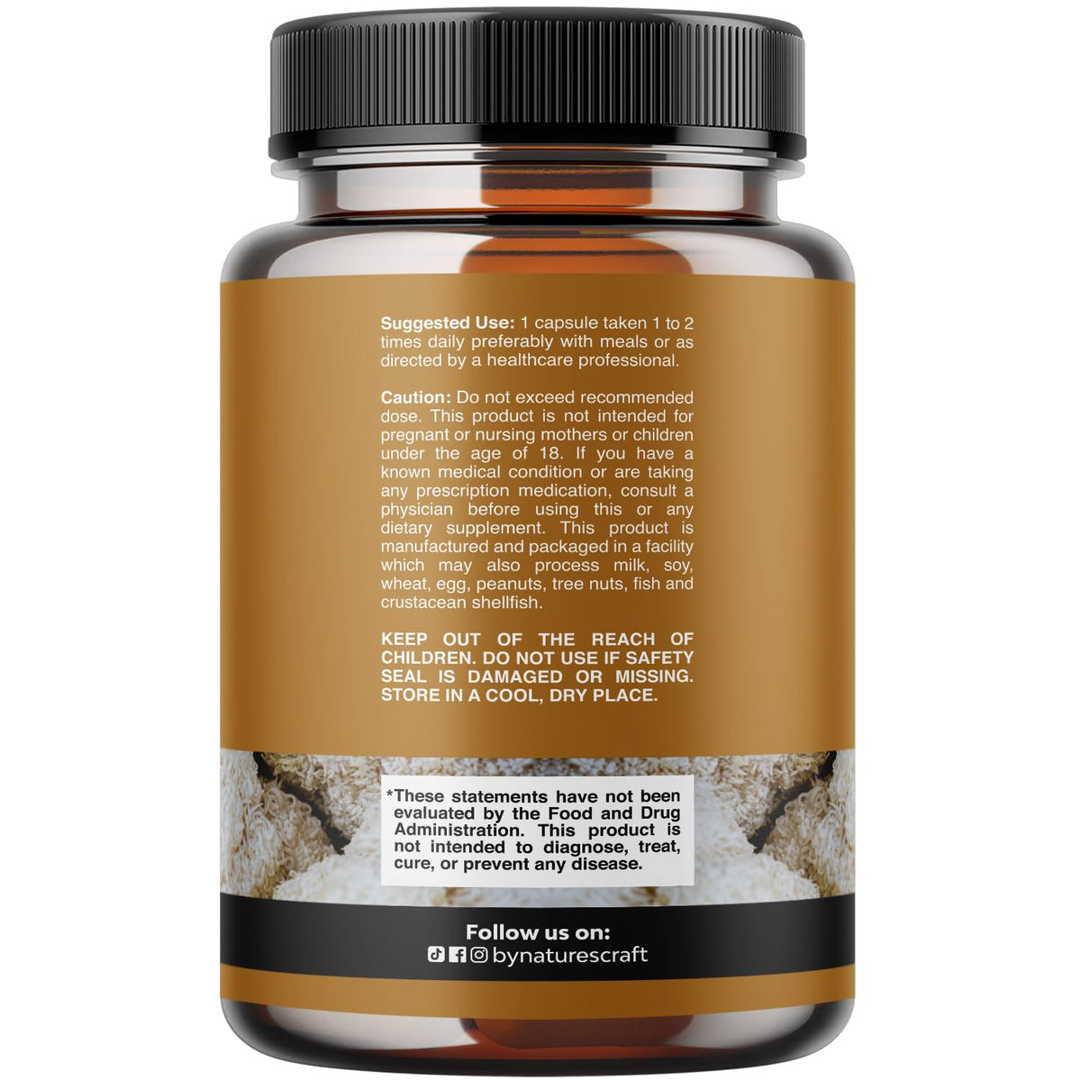 Natures Craft Champignon Lion's Mane capsules et ingrédients naturels