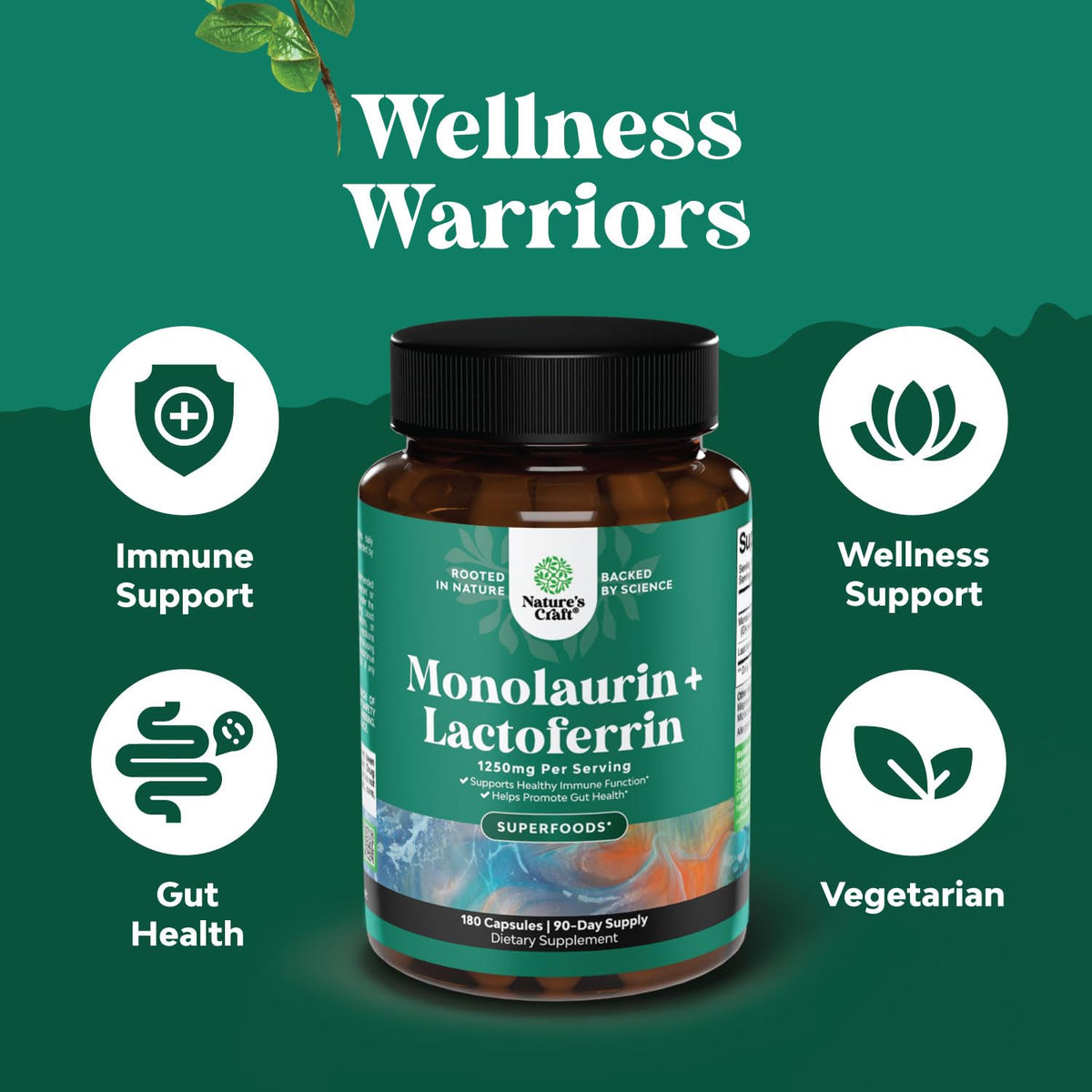 Natures Craft complément alimentaire 180 capsules, vue de côté
