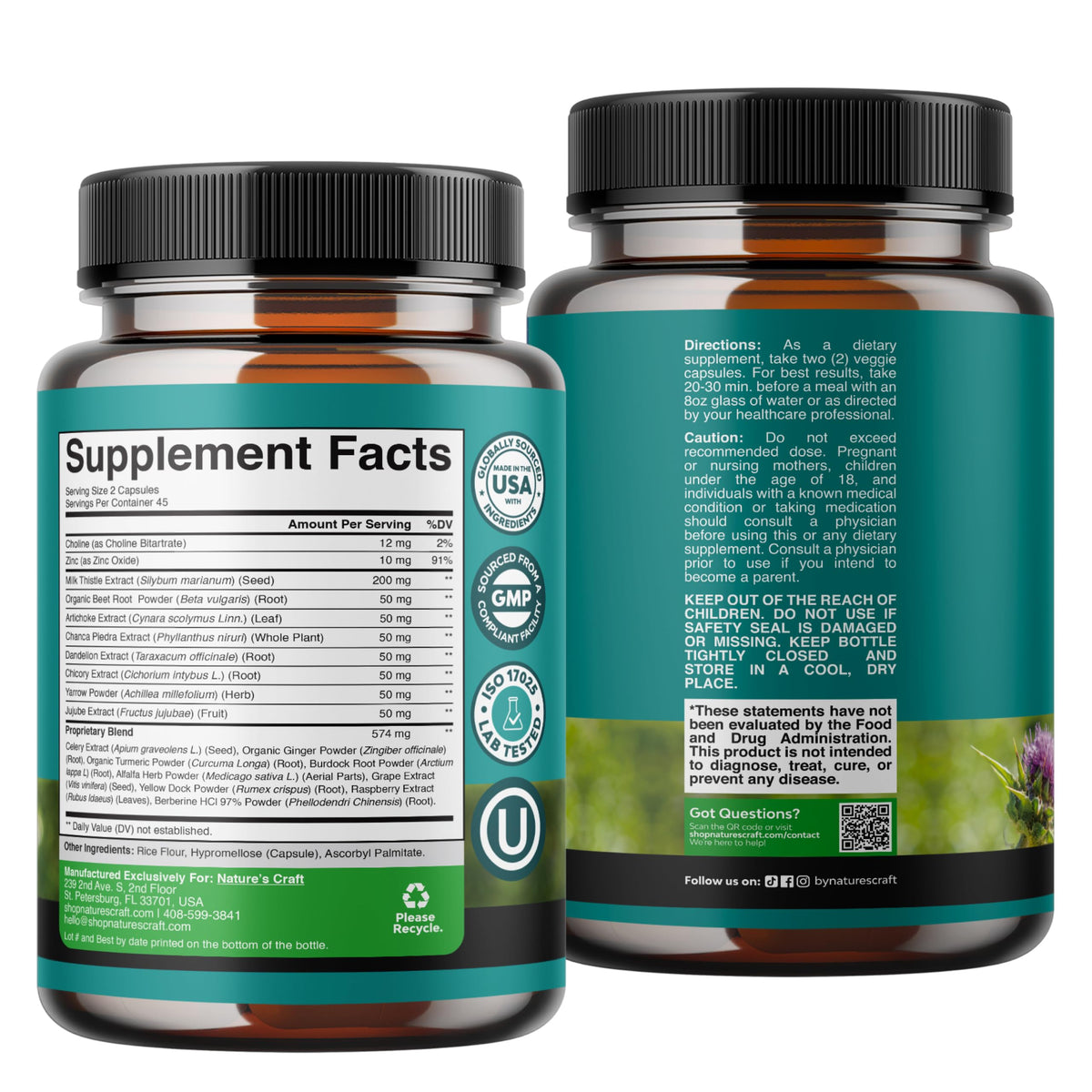 Natures Craft Complément Alimentaire Artichaut 90 Capsules avec d'autres produits