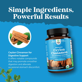 Natures Craft Complément Alimentaire Cannelle de Ceylan 1000mg - Comprimés sur une surface blanche