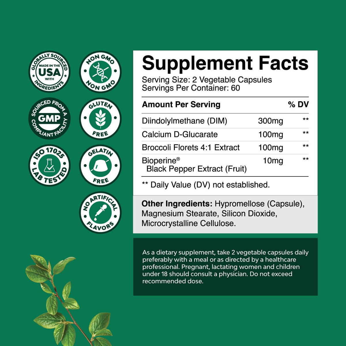 Natures Craft Complément Alimentaire DIM 120 Capsules sur une table en bois