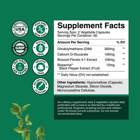 Natures Craft Complément Alimentaire DIM 120 Capsules sur une table en bois