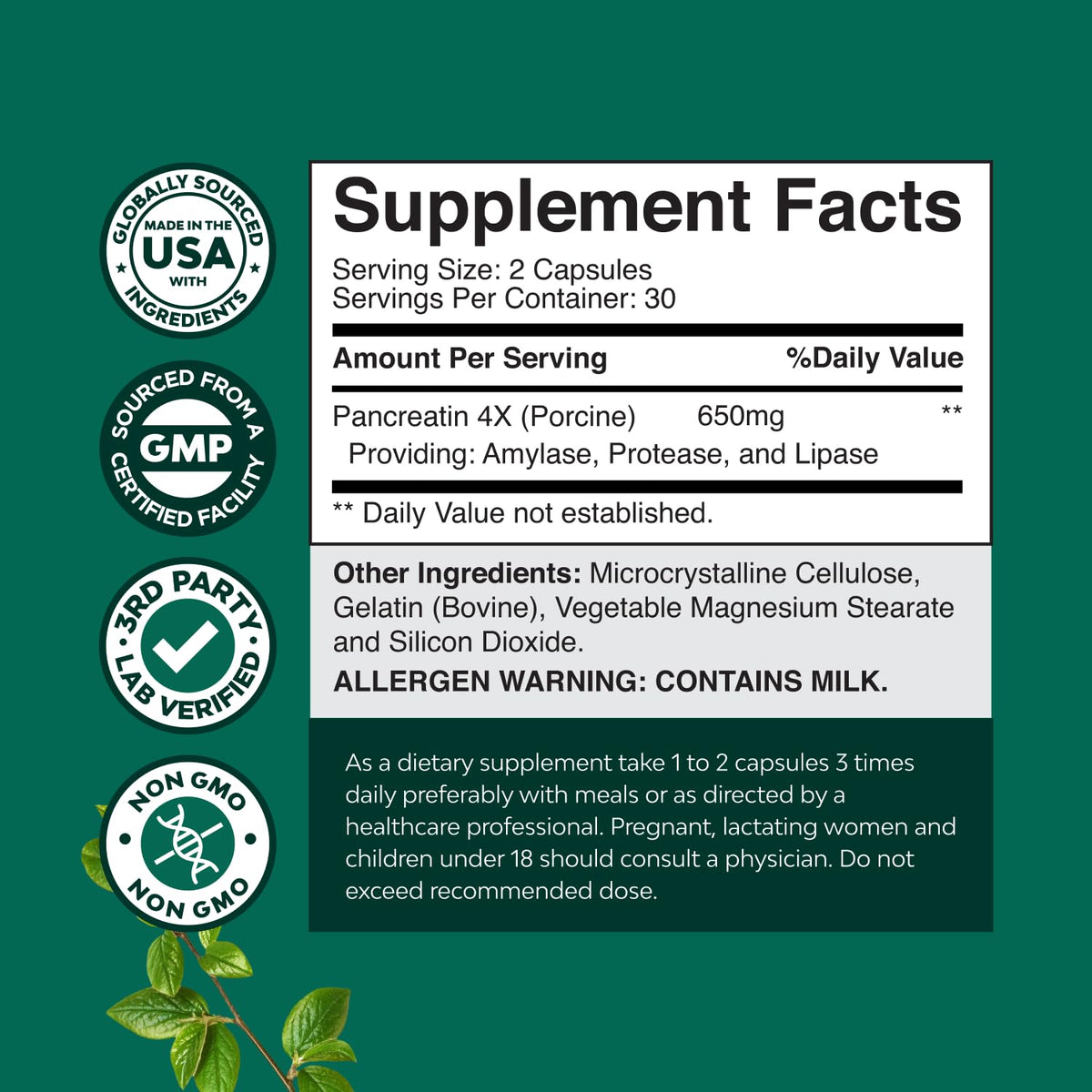 Natures Craft Complément Alimentaire Multi-Enzymes 60 Capsules sur une table