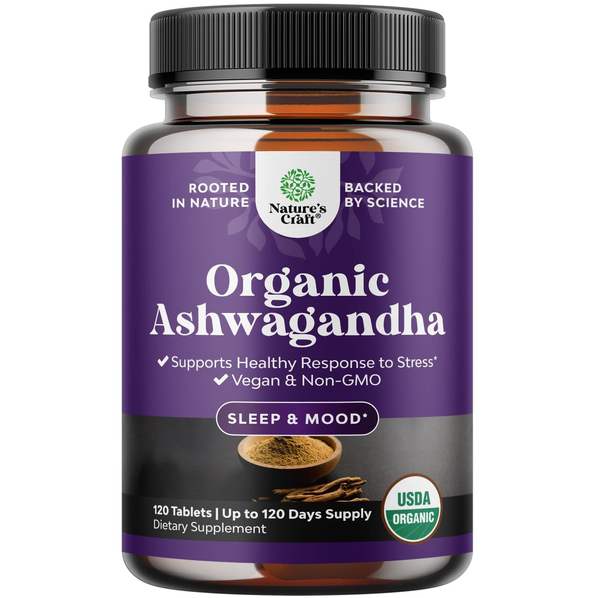 Natures Craft comprimés d'Ashwagandha bio 120 comprimés vue avant