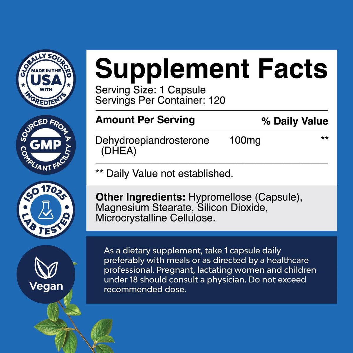 Natures Craft DHEA 100mg capsules in a lifestyle setting