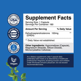 Natures Craft DHEA 100mg capsules sur une table