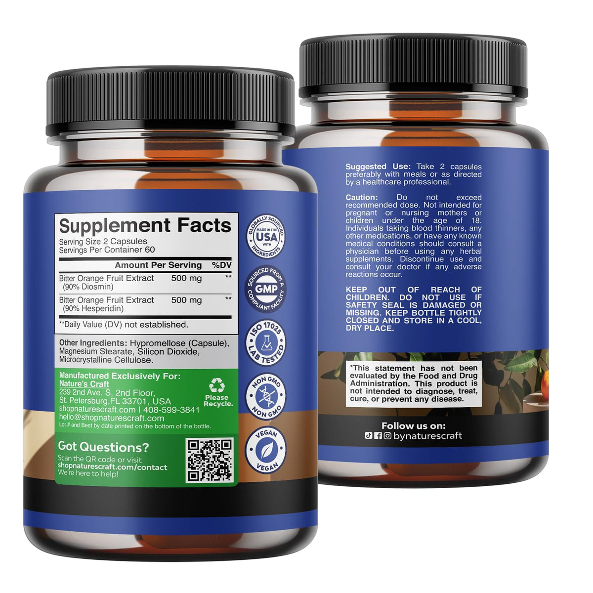 Natures Craft Diosmine Hesperidine 1000mg, produit en gros plan