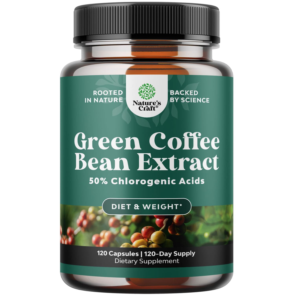 Natures Craft Extrait de Grains de Café Vert 120 Comprimés vue avant