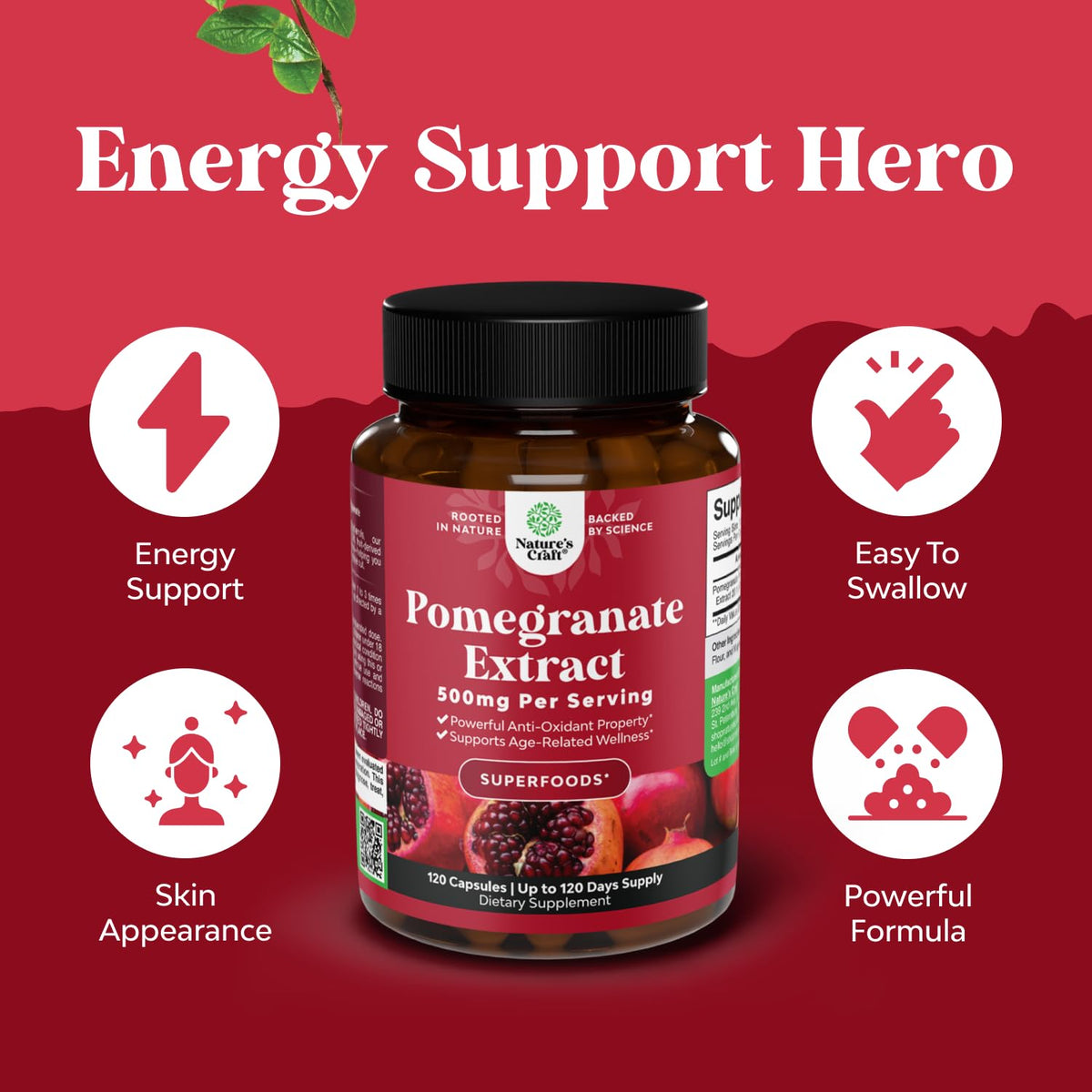 Natures Craft Extrait de Grenade 500mg capsules emballage