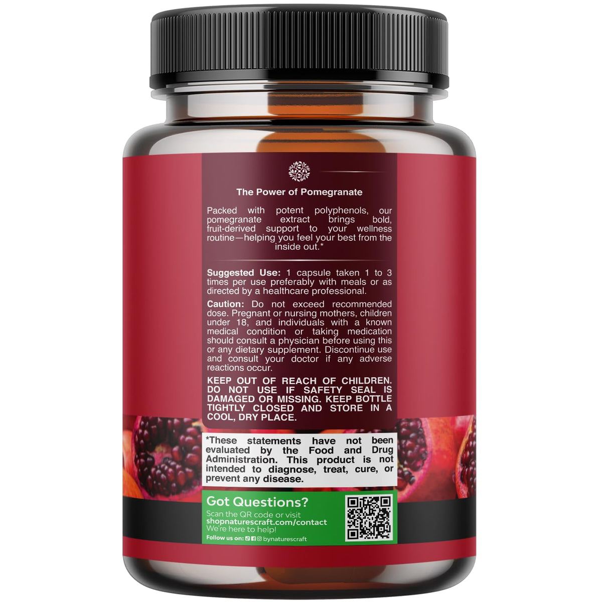 Natures Craft Extrait de Grenade capsules 500mg en usage quotidien