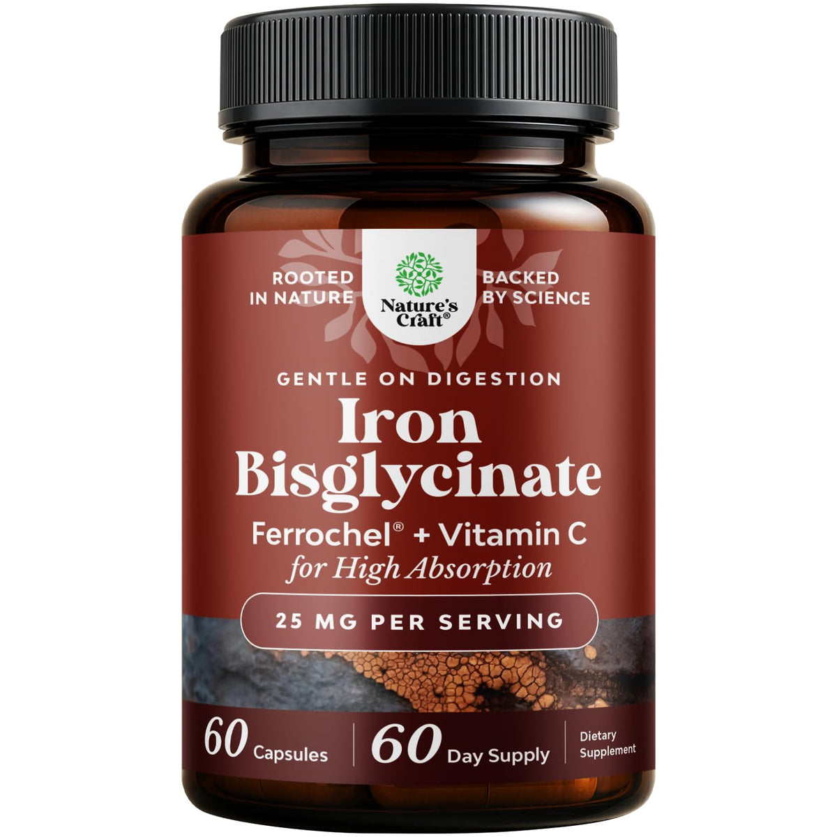 Natures Craft Fer Bisglycinate 60 Capsules - vue de face
