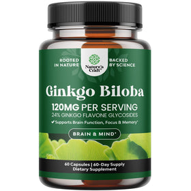 Natures Craft Ginkgo Biloba Capsules 120mg 60 Ct, packaging front view