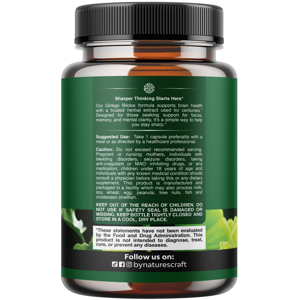 Natures Craft Ginkgo Biloba Capsules 120mg with a glass of water