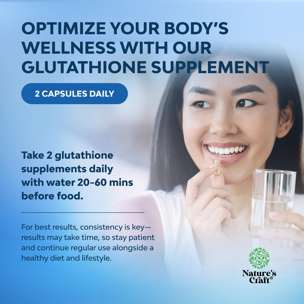 Natures Craft Glutathion 1000mg capsules à l'intérieur du flacon