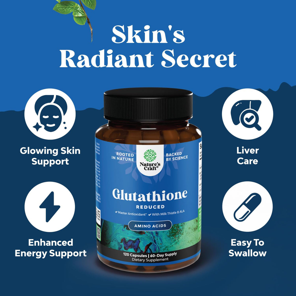 Natures Craft Glutathion 1000mg étiquette du flacon