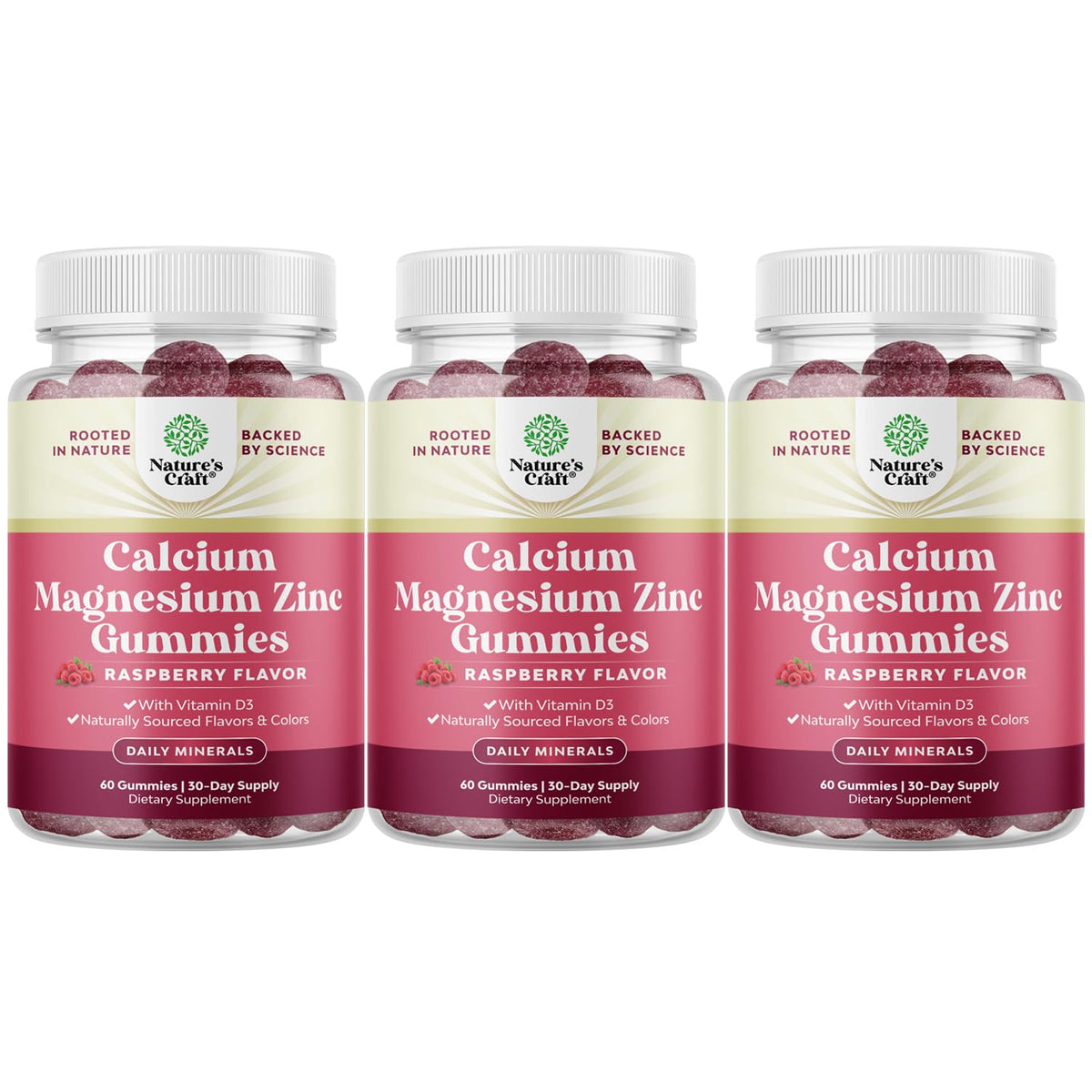 Natures Craft Gummies Calcium Magnésium Zinc 60 pièces vue de face