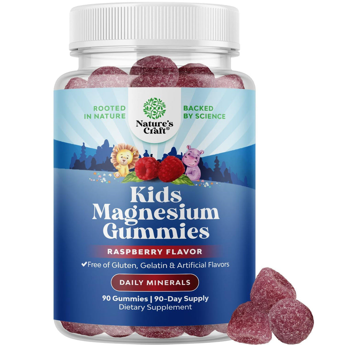 Natures Craft Gummies de Magnésium pour Enfants, pot de 90 gummies