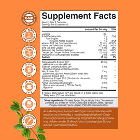 Natures Craft Gummies de Soutien Thyroïdien avec une vue des ingrédients