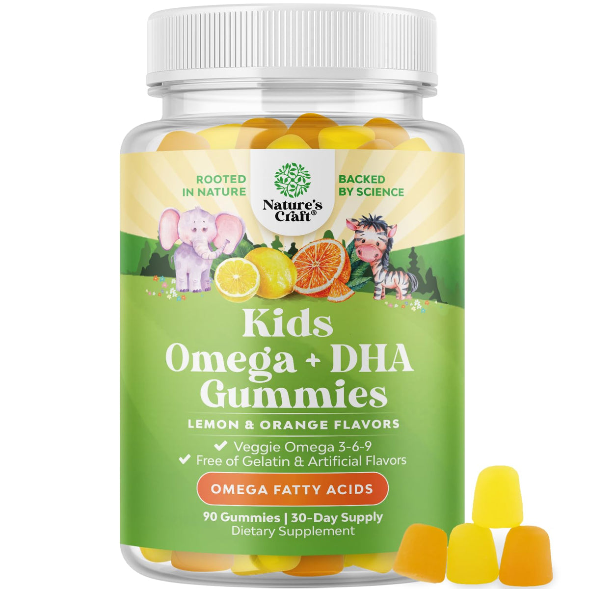 Natures Craft Gummies DHA Omega 3 Végétales pot de 90 unités