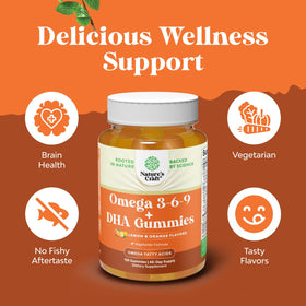 Natures Craft Gummies Omega 3 6 9 DHA végétarien gummies en gros plan