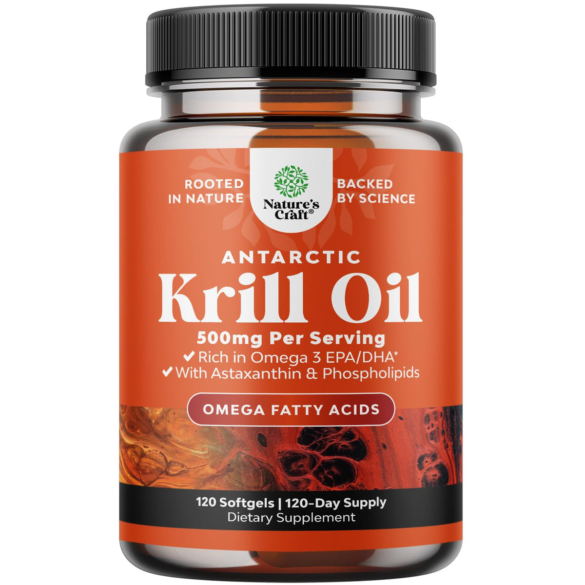 Natures Craft Huile de Krill 120 capsules, vue de face