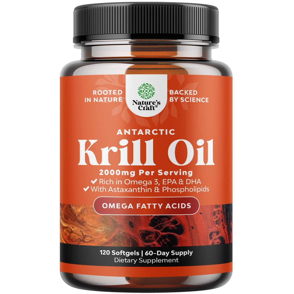 Natures Craft Huile de Krill Antarctique 2000mg capsule vue avant