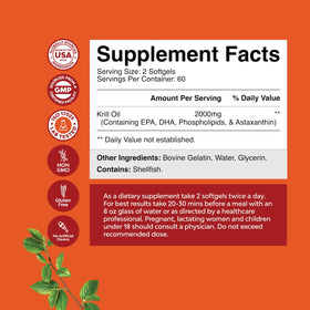 Natures Craft Huile de Krill Antarctique 2000mg capsules sur une table