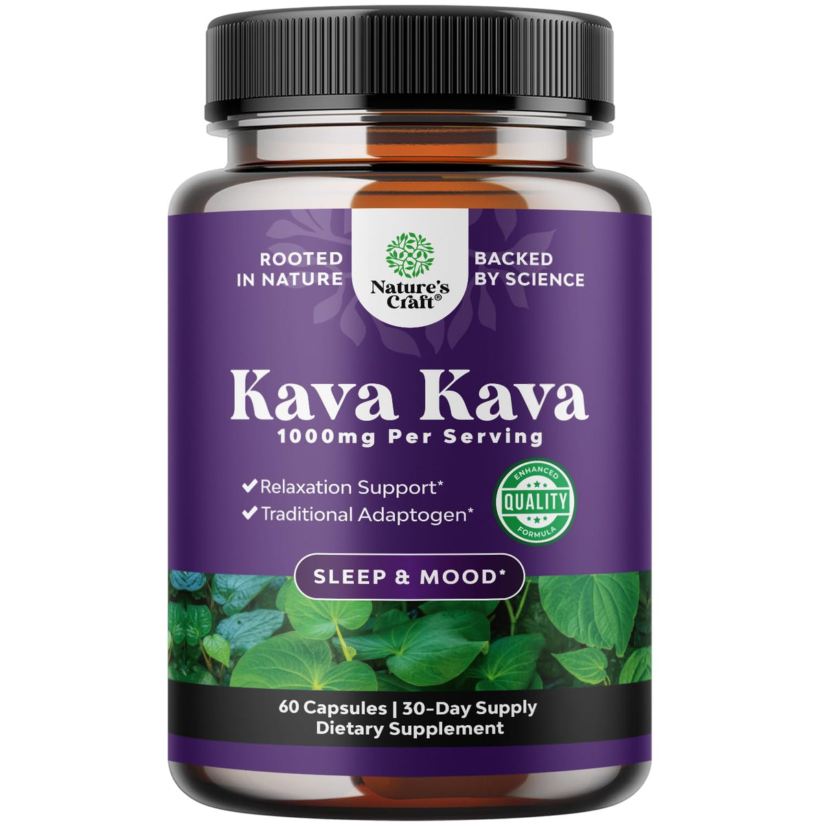 Natures Craft Kava Kava Capsules 1000mg flacon avant