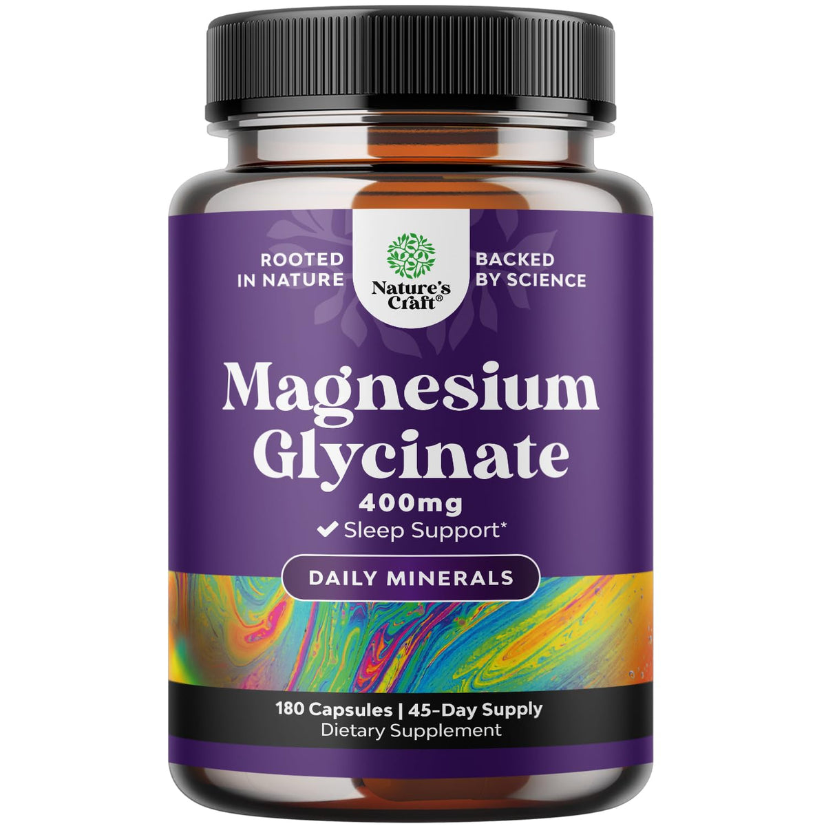 Natures Craft magnésium glycinate 400mg 180 capsules vue de face