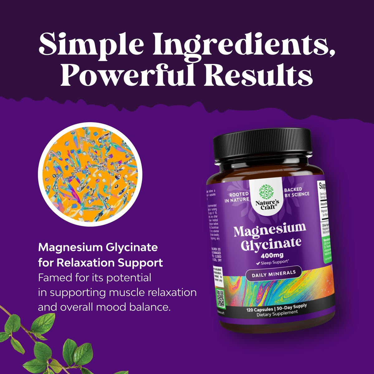 Natures Craft Magnésium Glycinate 400mg étiquette du produit