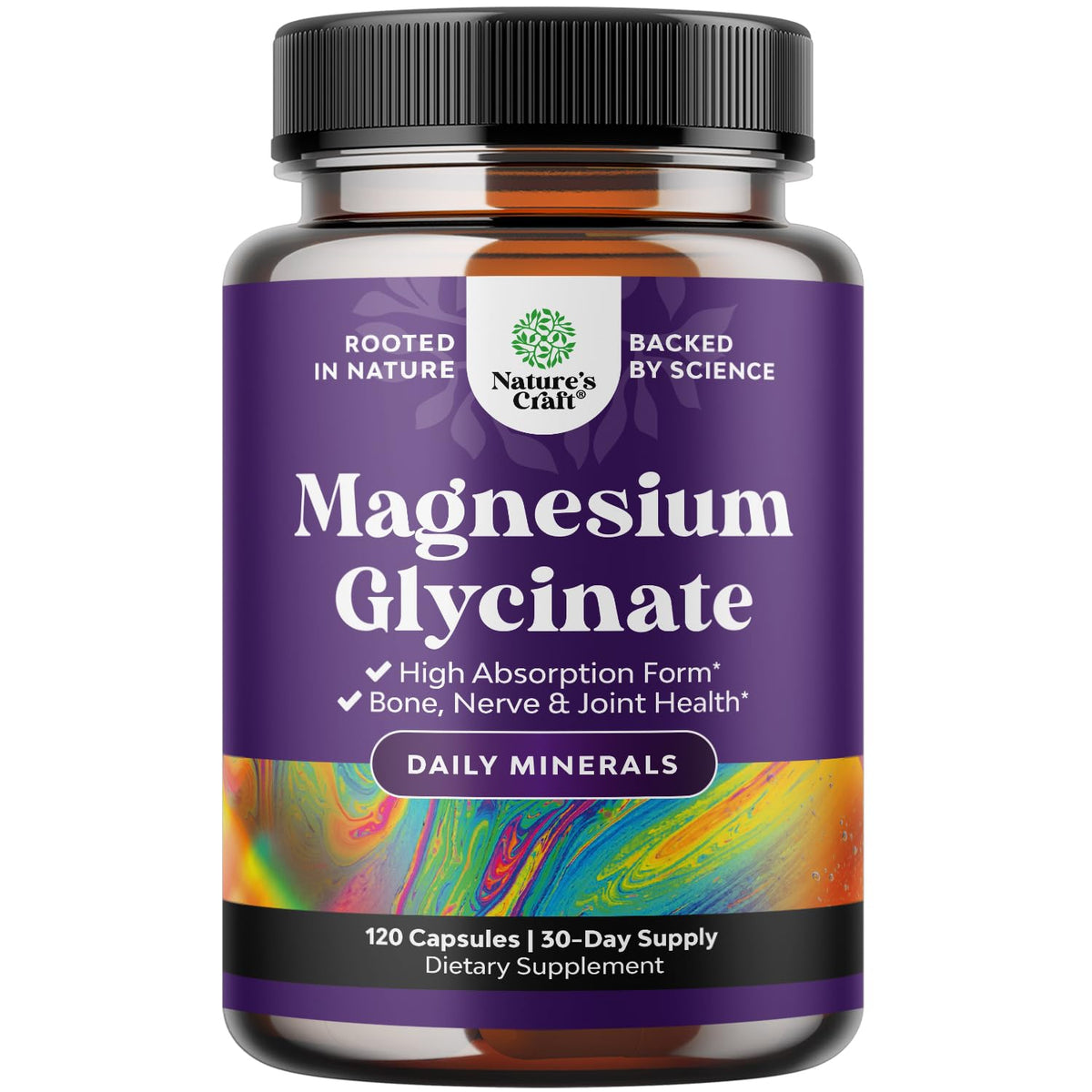 Natures Craft magnésium glycinate 500mg capsules vue de face