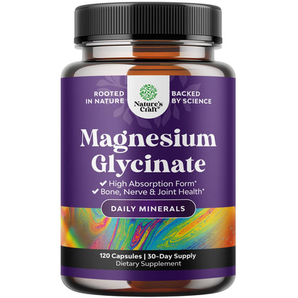 Natures Craft magnésium glycinate 500mg capsules vue de face
