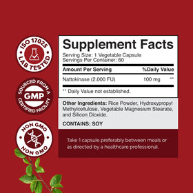 Natures Craft Nattokinase 2000 FU capsules sur table