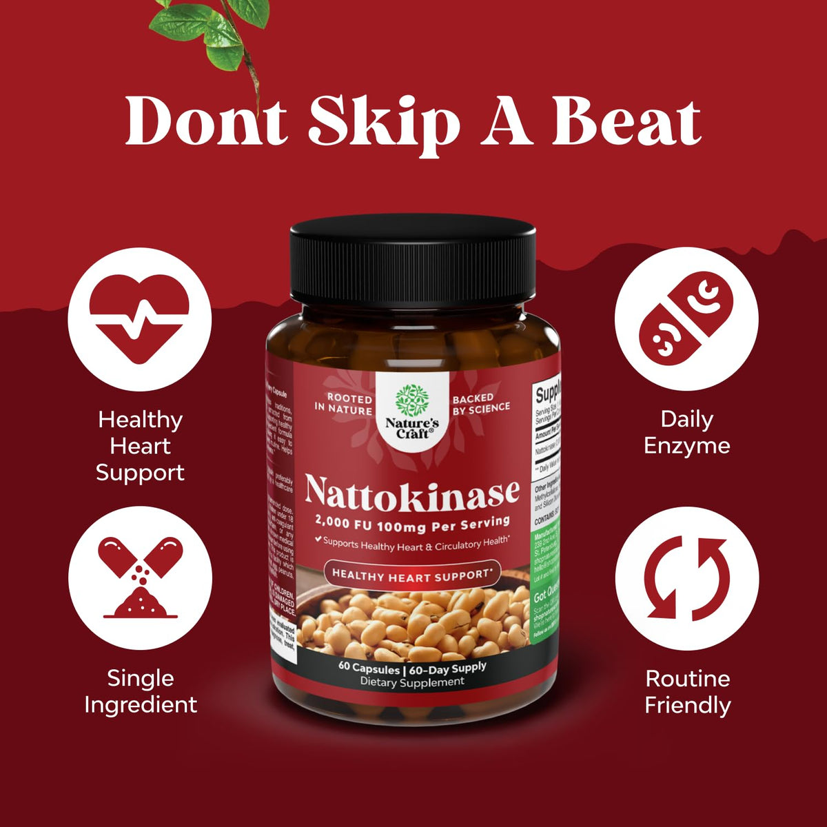 Natures Craft Nattokinase complément alimentaire avec boîte