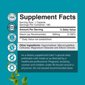 Natures Craft Nicotinamide 500mg 180 capsules à côté d'autres compléments